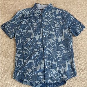 Tommy Hilfiger Blue Casual Button Down Shirt with Tropical Print